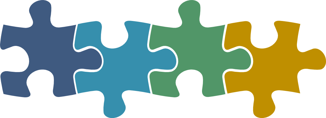 Puzzle pieces representing data, information, knowledge and wisdom fitting together